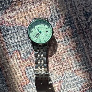 Fossil Silver Watch with Teal Dial